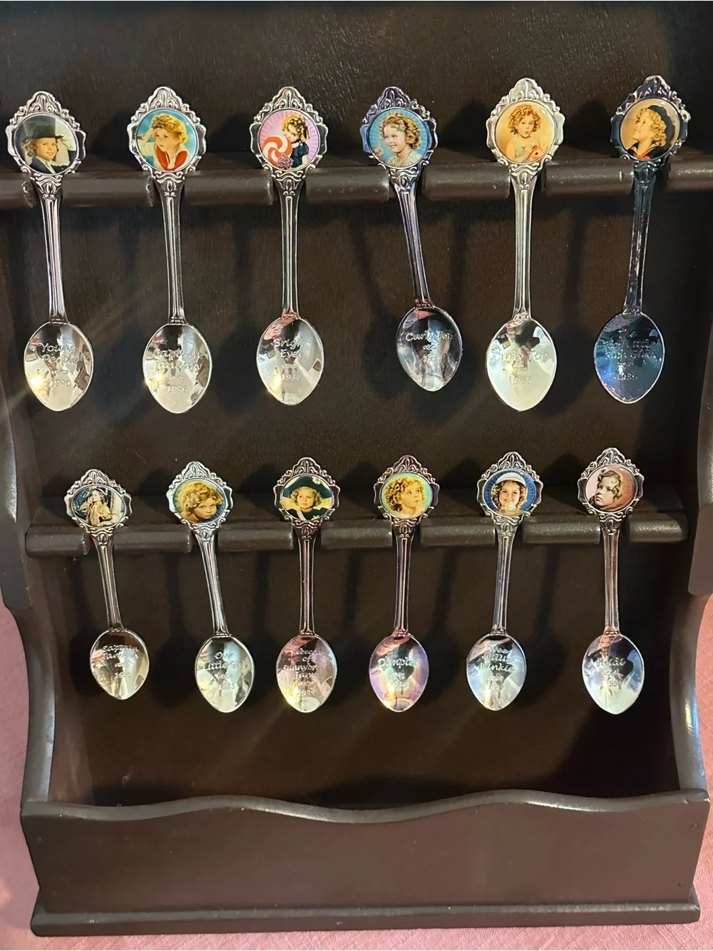 Wooden wall hanging souvenir spoon holder display